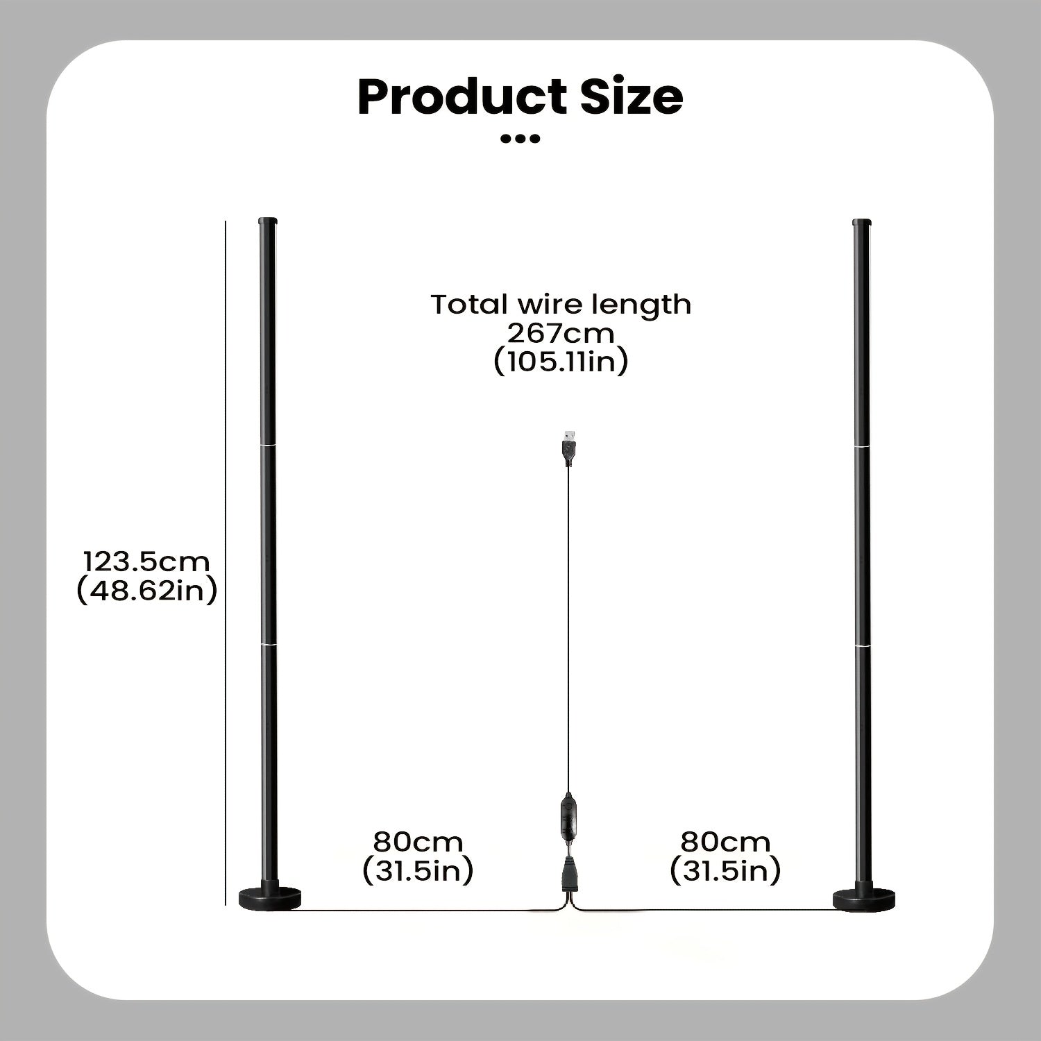 2pcs RGB IC LED Corner Floor Lamp with Remote Control, 1600 Color Tones, 68 Dynamic Scenes,  Game Room & E-reader, Durable & Sturdy