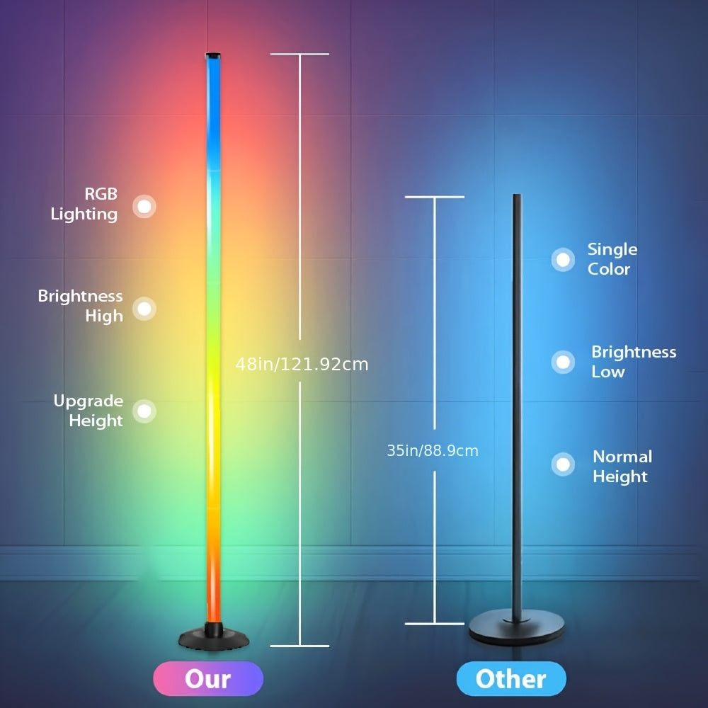 2pcs RGB IC LED Corner Floor Lamp with Remote Control, 1600 Color Tones, 68 Dynamic Scenes,  Game Room & E-reader, Durable & Sturdy