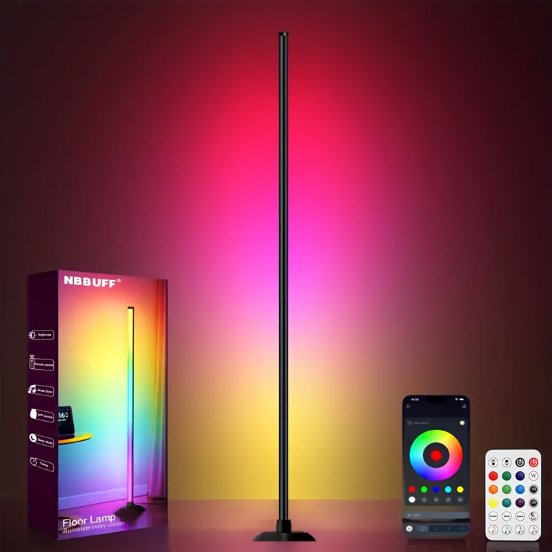 2pcs RGB IC LED Corner Floor Lamp with Remote Control, 1600 Color Tones, 68 Dynamic Scenes,  Game Room & E-reader, Durable & Sturdy