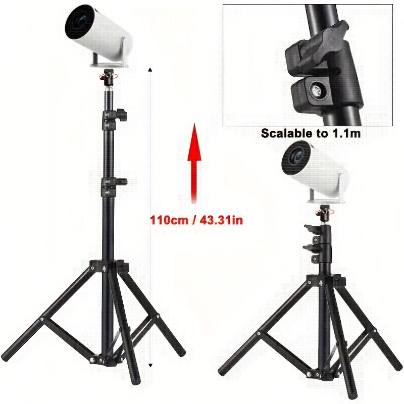 Adjustable Projector Mount Stand, Bare Frame Without Gimbal - 110cm (43.31 Inches) Adjustable Height, Carbon Steel Tripod, for Ground-mounted Cameras and Projectors