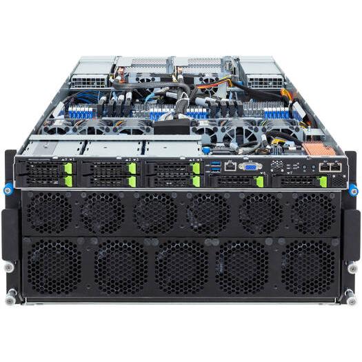 HPC AI GPU Server, Workstation NVIDIA HGX H200 8-GPU Server, AMD 2x EPYC 9754, 2.304TB (24x 96GB) RAM, 2x 1.92TB SSD + 3x 7.68TB SSD Storage, 8x ConnectX-7 VPI 400GbE & 2x VPI 200Gbe | G593-ZD1- AAX3