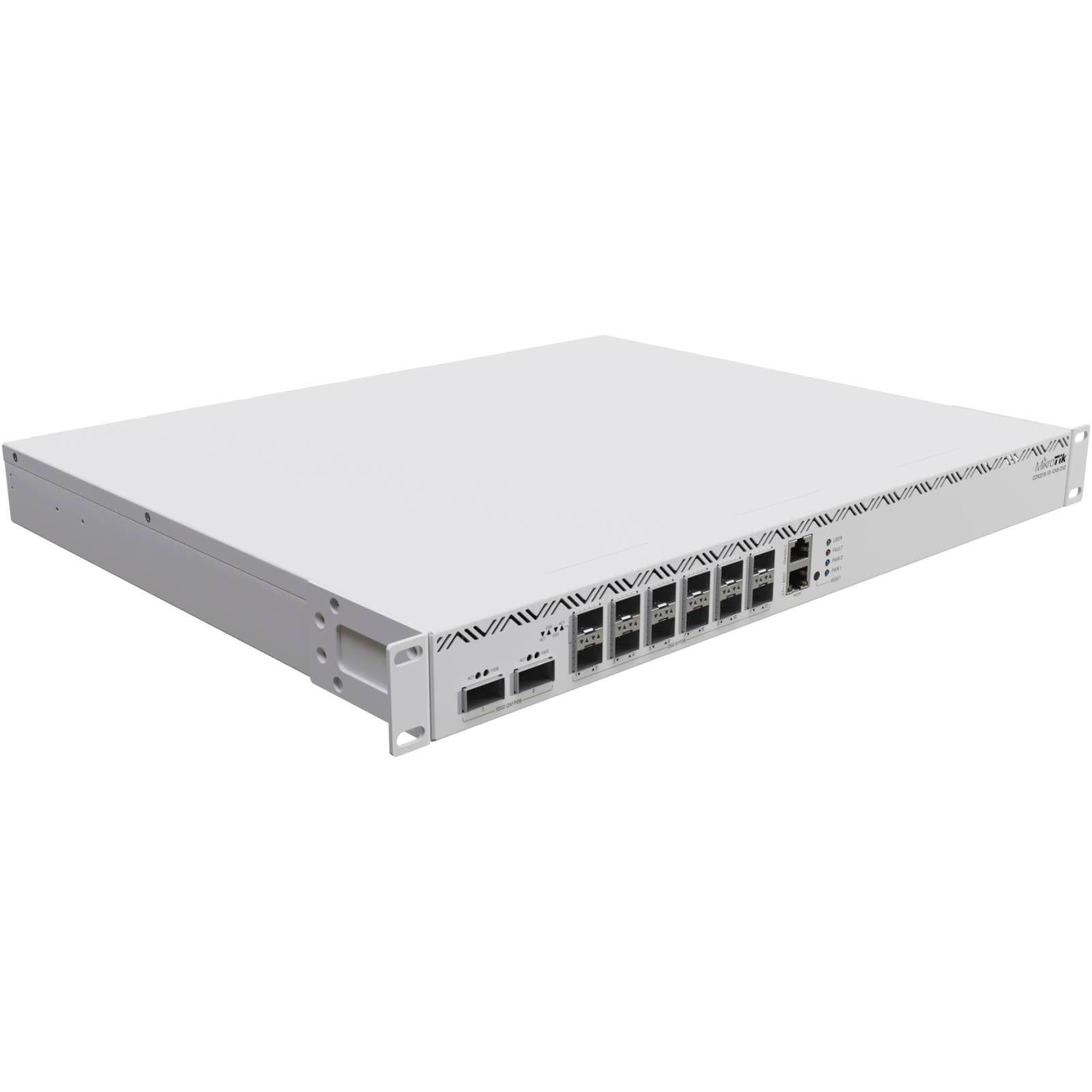MikroTik CCR2216-1G-12XS-2XQ Cloud Core Router, AL73400 CPU, 16GB RAM, ARM 64bit Architecture, Gigabit Ethernet, 2x 100G QSFP28 & 12x 25G SFP28 Ports, 2x M.2, RouterOS L6, White | CCR2216-1G-12XS-2XQ