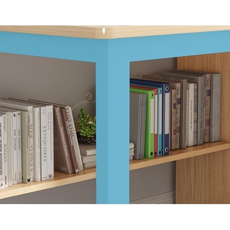 Home Office Desk with 3 Drawers And Bottom Open Shelf Wooden Computer Table with Storage Space Heavy Duty Office Table (Khaki - 140 50cm)