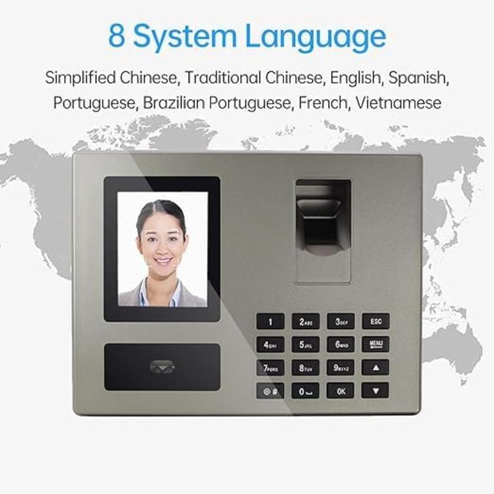 Biometric Face & Fingerprint Attendance Machine with Large TFT Screen, Dual-Camera System, Fast Identification Suitable for Office,, - Fingerprint Scanner, Face Recognition Device, Data Output & Large Storage Capacity