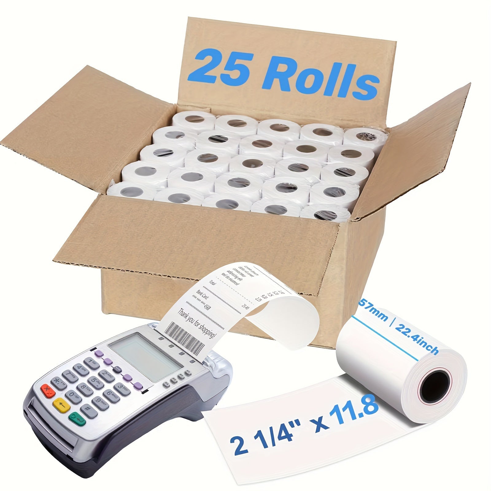 25/50 Rolls of High Quality Thermal Receipt Paper Rolls 57x30mm 80gsm | Ideal Choice for POS Printers | Durable and Long-lasting, Smooth Printing | Fast Printing without Jamming | Suitable for Multiple Scenarios