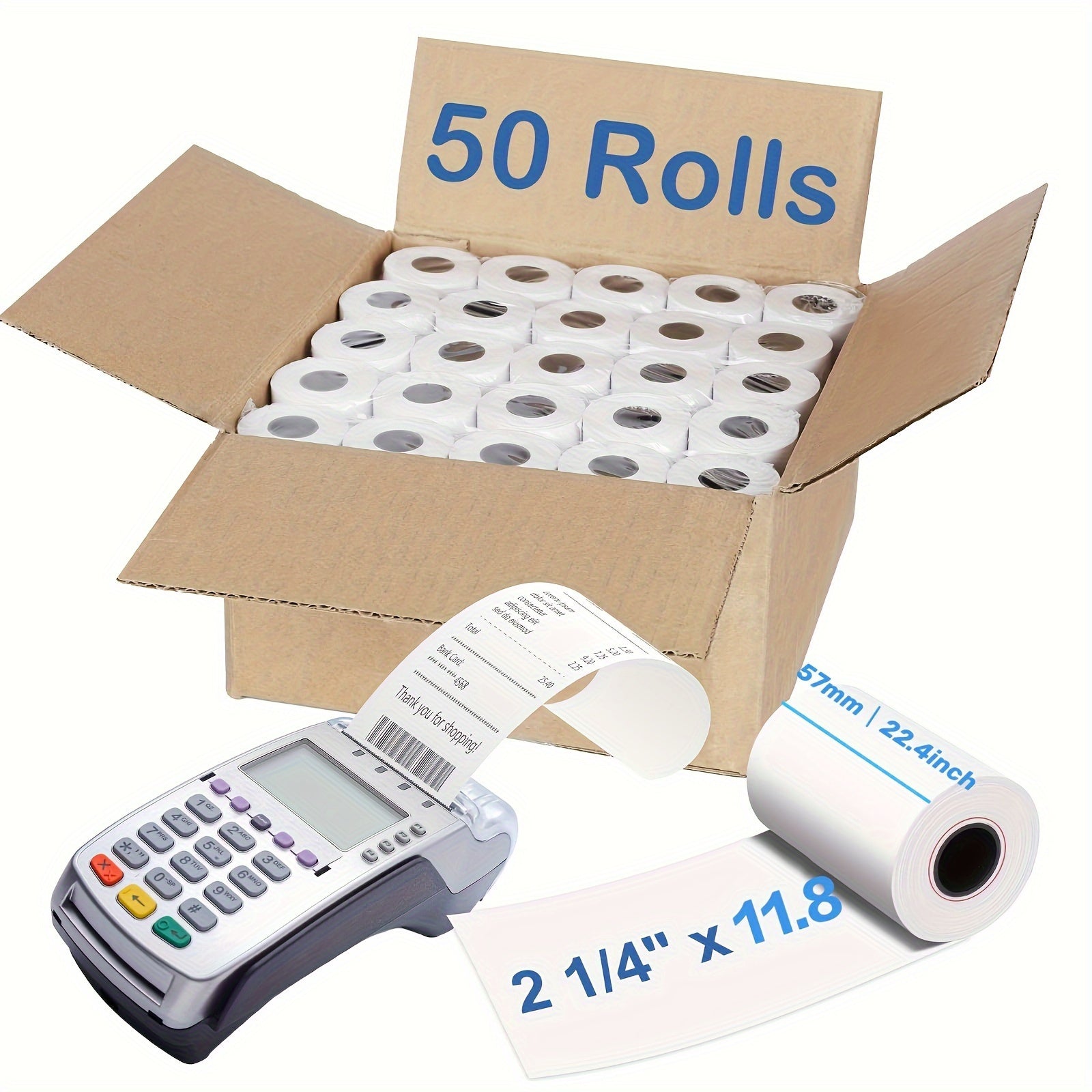 25/50 Rolls of High Quality Thermal Receipt Paper Rolls 57x30mm 80gsm | Ideal Choice for POS Printers | Durable and Long-lasting, Smooth Printing | Fast Printing without Jamming | Suitable for Multiple Scenarios