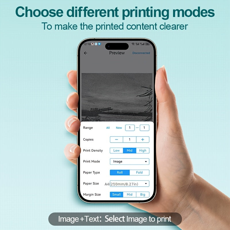 NETUM A4 Portable Thermal Printer - Wireless and USB Connection, Multi-Size Printing, Roll/Fold Paper Compatible, Ink-Free Monochrome Output, Supports PDF/Word/Excel/JPG, 203dpi High Definition Print, Built-in 2600mAh Recharg