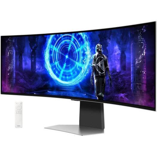 SAMSUNG Odyssey G95SD G9 Gaming Curved Smart Monitor, 49" OLED Display, DQHD Resolution, 240Hz Refresh Rate, 0.03 (GtG) Response Time, FreeSync Premium Pro & G-Sync, White | LS49DG952SMXUE