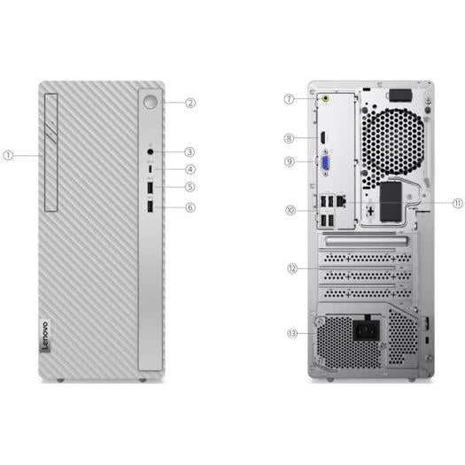 Lenovo PC IdeaCentre 5 14IAB7 Desktop Computer, Intel Core i3-12100 Processor, 8GB DDR4 RAM, 1TB HDD, Intel UHD Graphics 730 Graphics, No OS, With Keyboard and Mouse, Cloud Gray | 90T3007DAK