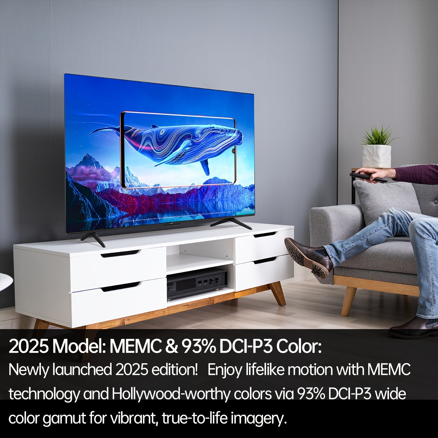 ROWA 65R85 65-Inch 4K Smart TV with Google TV, Mini LED Backlight, Quantum HDR 10+, 144Hz Gaming Monitor, MEMC/Slow Motion, Atmos Sound, Wide Color Gamut, HDTV//, 2025 Model (Wall-Mountable) for Home Theater &