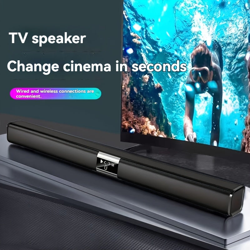 3D Home Theater Wireless Soundbar TV Speaker, Stereo, High Quality, USB/TF Card/Coaxial, Wireless/Wired, with USB Type-C Port, 18650 Rechargeable Lithium Battery (Charger Not Included), Compatible with TV, DVD Player, Music P