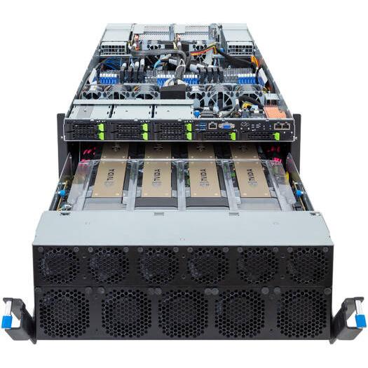 HPC AI GPU Server, Workstation NVIDIA HGX H200 8-GPU Server, AMD 2x EPYC 9754, 2.304TB (24x 96GB) RAM, 2x 1.92TB SSD + 3x 7.68TB SSD Storage, 8x ConnectX-7 VPI 400GbE & 2x VPI 200Gbe | G593-ZD1- AAX3