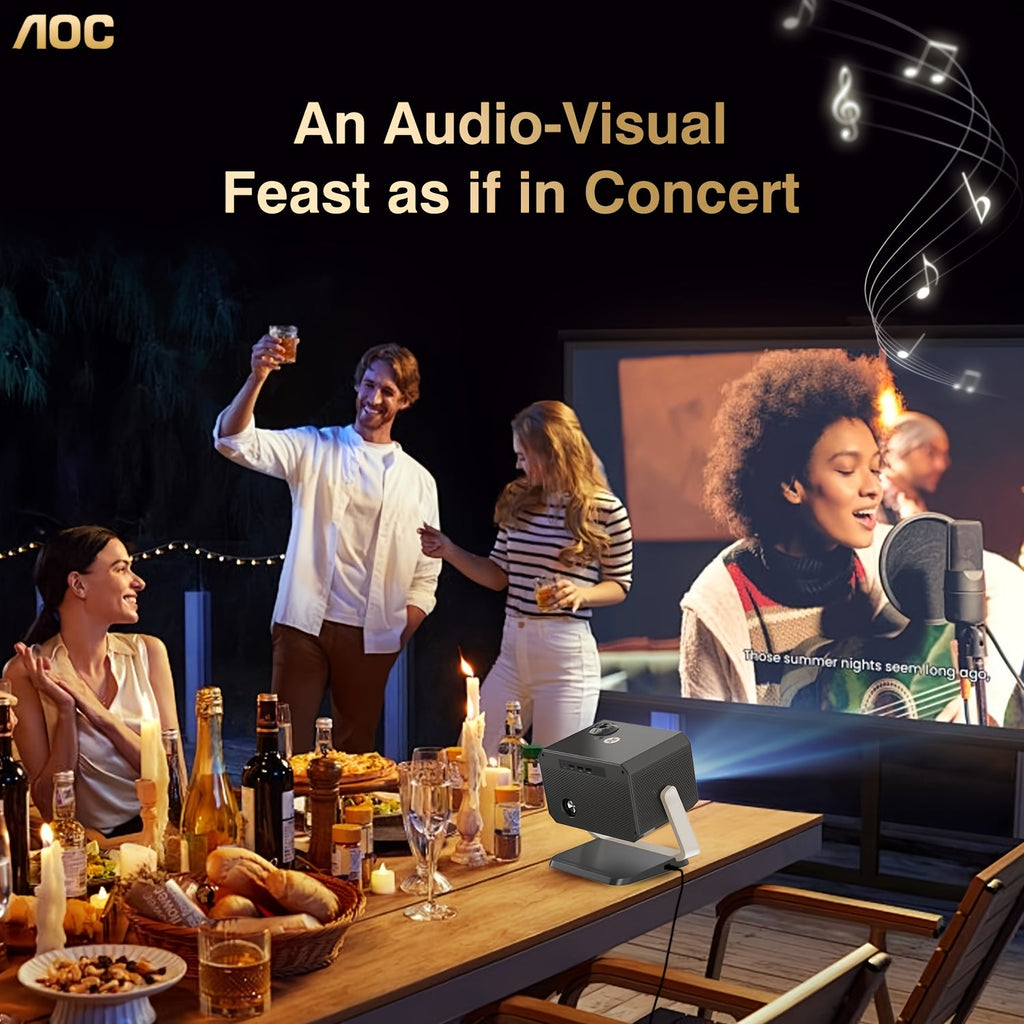 2025 Smart Full HD/4K Projector with Auto Calibration, 6 & BT 5.2, Built-in Speakers & LCD Display - Smart TV Projector Suitable for Theater, Gaming, Compatible with 4K Content