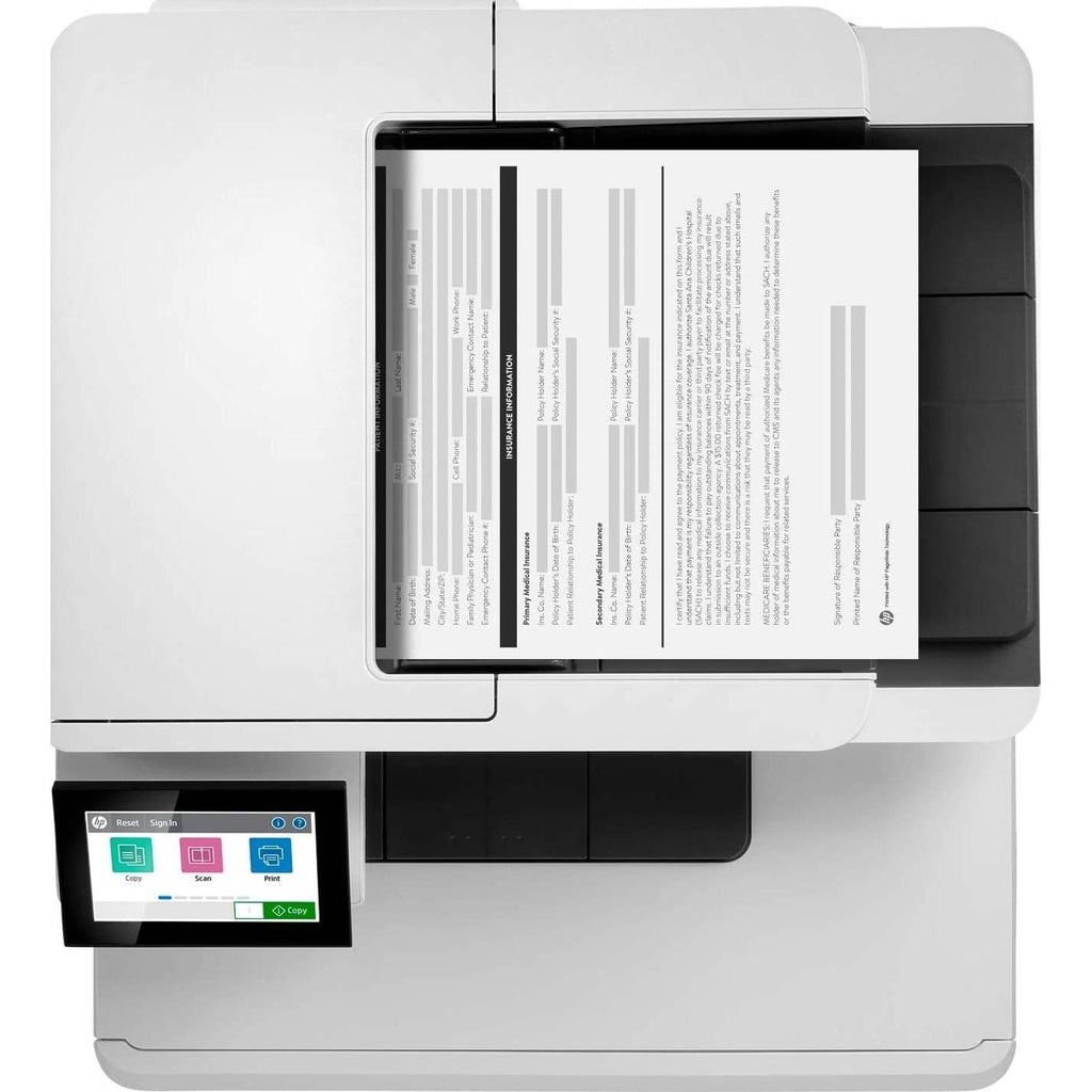 HP M480F Color LaserJet Enterprise Multifunction Printer, Up To 29ppm Print Speed, Auto Duplex, 4.3'' Color Touch, 50 Sheet ADF, 250 Sheets Input Tray, Print / Copy / Scan / Fax, White | 3QA55A