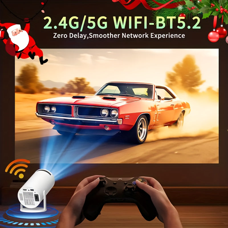 Portable Projector HY600 with Android 11 | 4K/1080P Full HD, Automatic Keystone Correction, 290 Lumens Brightness, Compatible with Laptops/PCs/Smartphones/USB, EU Plug