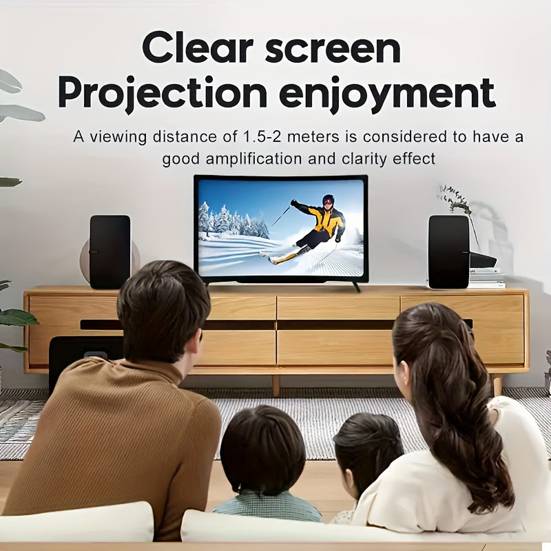 Family enjoying clear screen projection, illustrating the enhanced viewing experience offered by a smartphone magnifier.