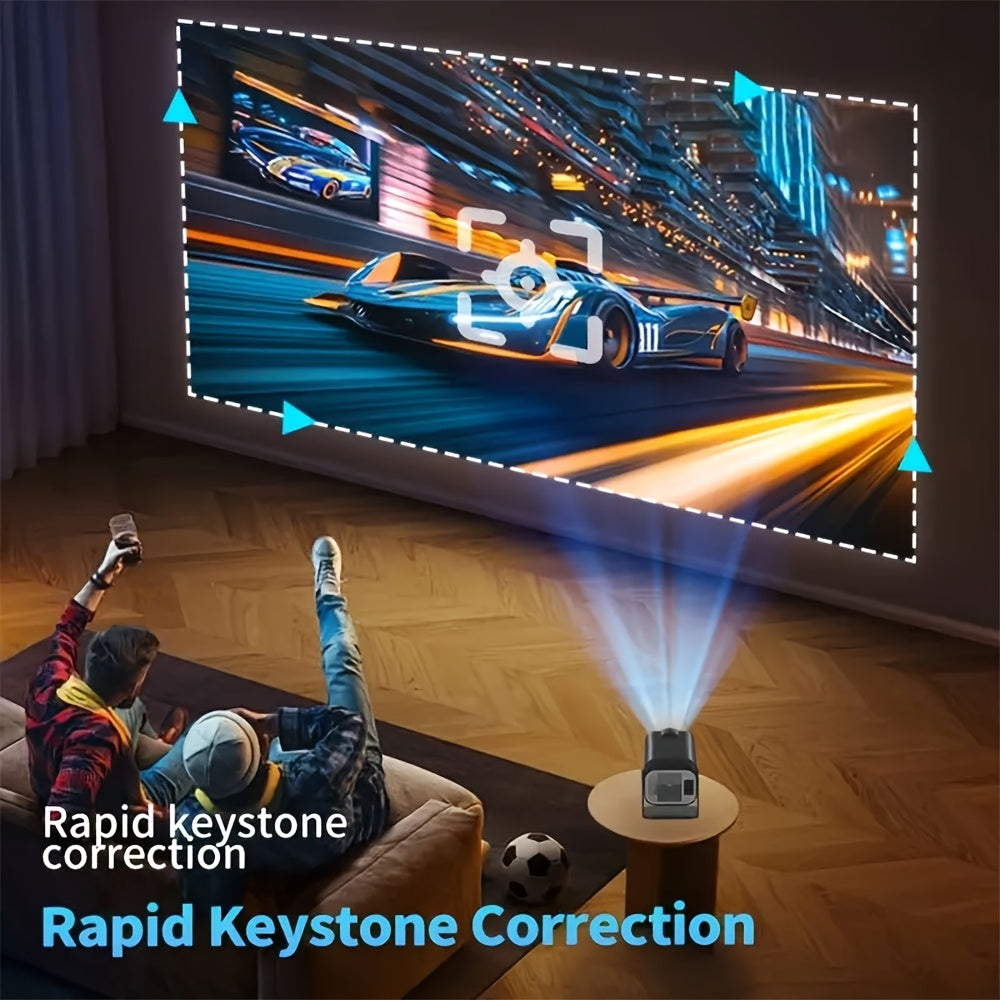 [Ultra HD 4K Support] HY320mini, Smart 1080P Projector with WiFi6 and Wireless, 300ANSI Movie Projector, Built-in Speaker Projector, Built-in Android System, 180° Rotatable, with Remote Control, Compatible with Smartphones,