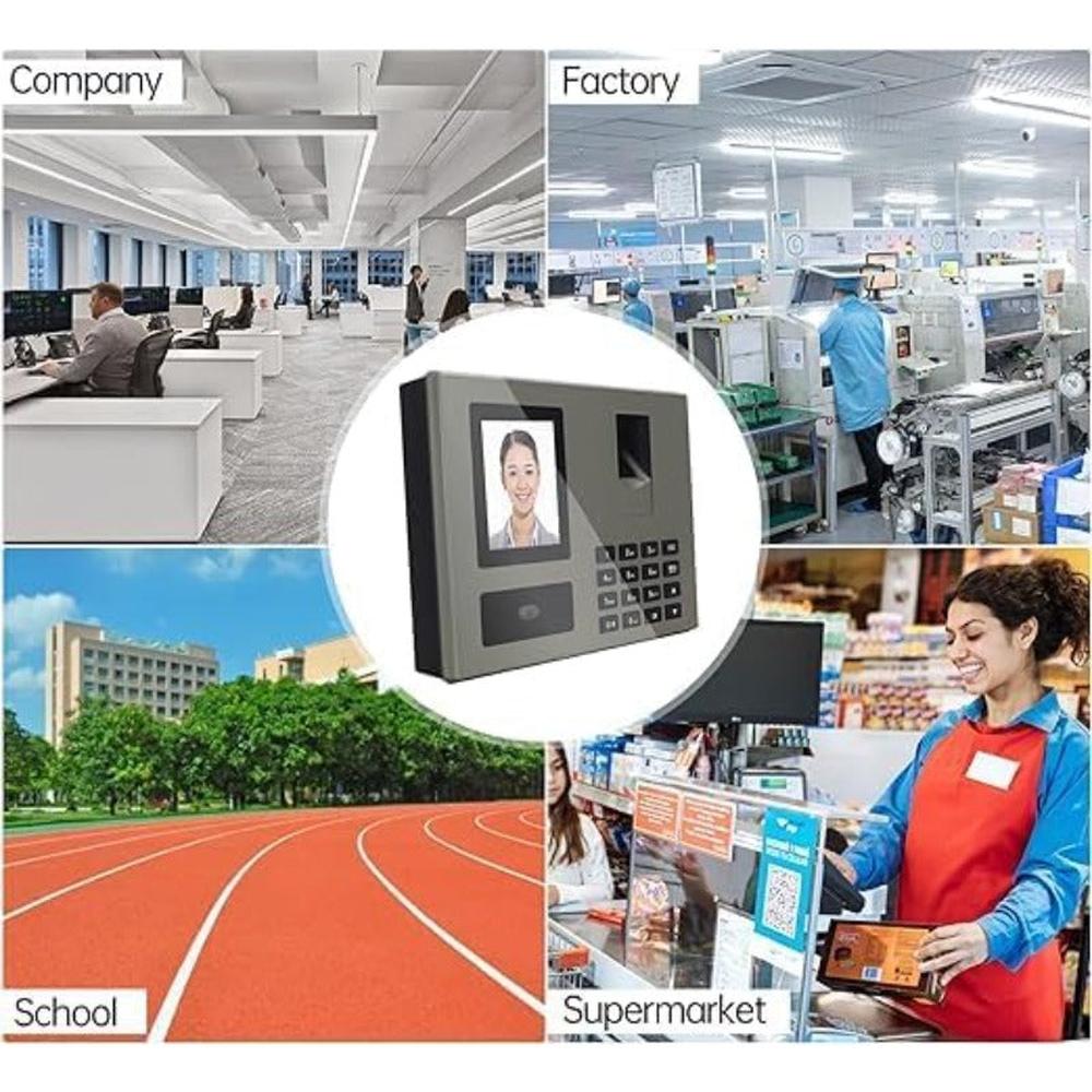 Biometric Face & Fingerprint Attendance Machine with Large TFT Screen, Dual-Camera System, Fast Identification Suitable for Office,, - Fingerprint Scanner, Face Recognition Device, Data Output & Large Storage Capacity