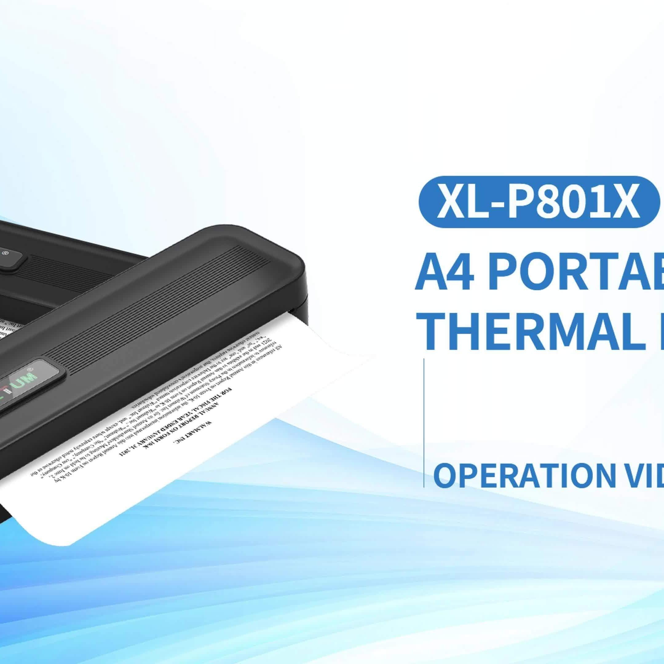 NETUM A4 Portable Thermal Printer - Wireless and USB Connection, Multi-Size Printing, Roll/Fold Paper Compatible, Ink-Free Monochrome Output, Supports PDF/Word/Excel/JPG, 203dpi High Definition Print, Built-in 2600mAh Recharg
