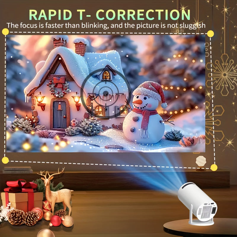 Portable Projector HY600 with Android 11 | 4K/1080P Full HD, Automatic Keystone Correction, 290 Lumens Brightness, Compatible with Laptops/PCs/Smartphones/USB, EU Plug