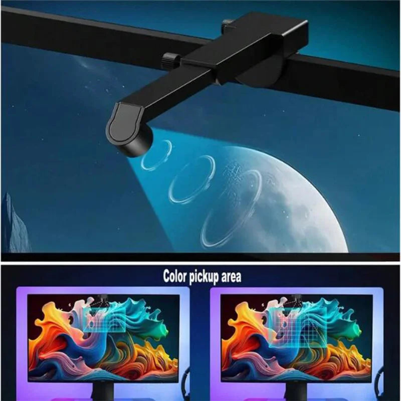 Faixa de luz de fundo de TV LED RGBIC com câmera Controle de aplicativo Sincronização de música Luzes inteligentes para sala de jogos Iluminação ambiente de 55-75 polegadas