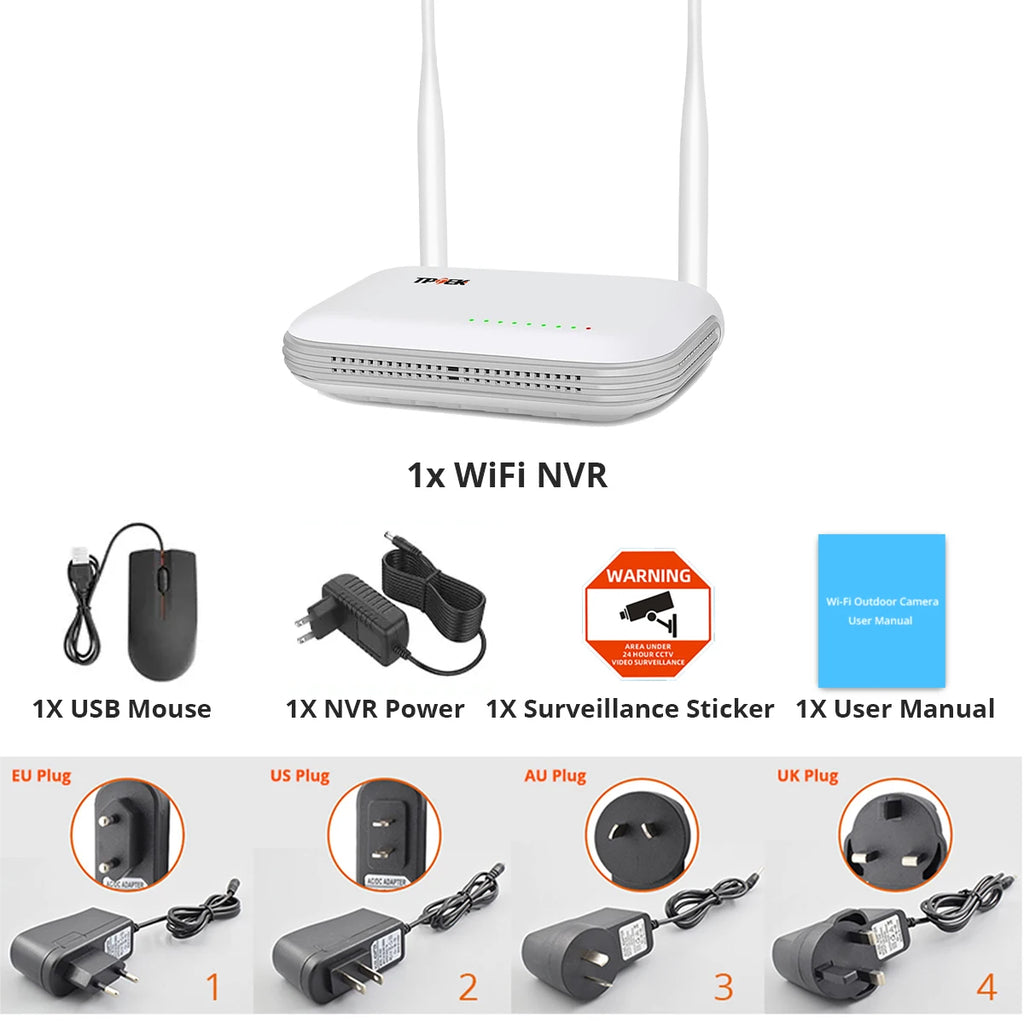 Mini wifi nvr 8ch 3mp 4ch 5mp h.265 gravador de vídeo em rede sem fio para 5mp wifi câmera de segurança vigilância onvif compatível