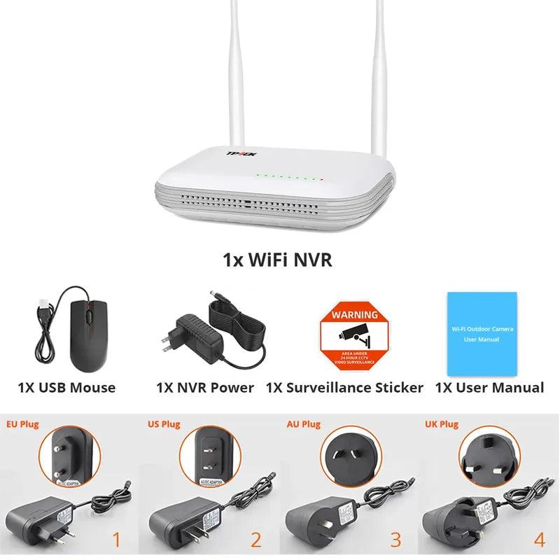 Mini WiFi NVR 8CH 3MP 4CH 5MP H.265 Wireless Network Video Recorder For 5MP WIFI Surveillance Security Camera Onvif Compatible