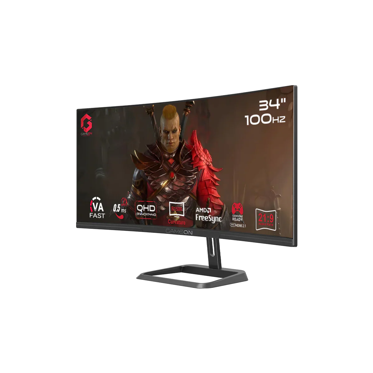 GAMEON GOC34WQHD100VA Curved Gaming Monitor, 34" VA Display, WQHD Resolution