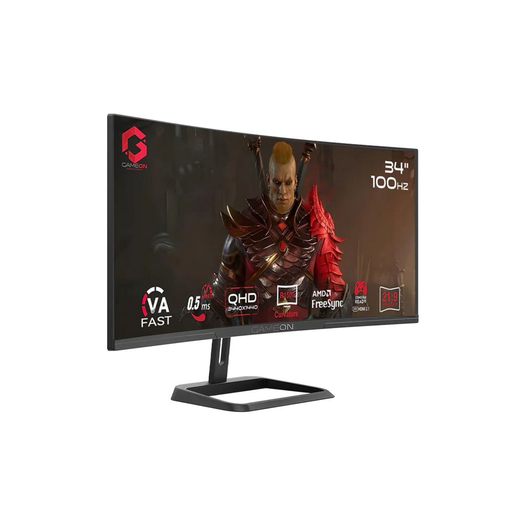 GAMEON GOC34WQHD100VA Curved Gaming Monitor, 34" VA Display, WQHD Resolution