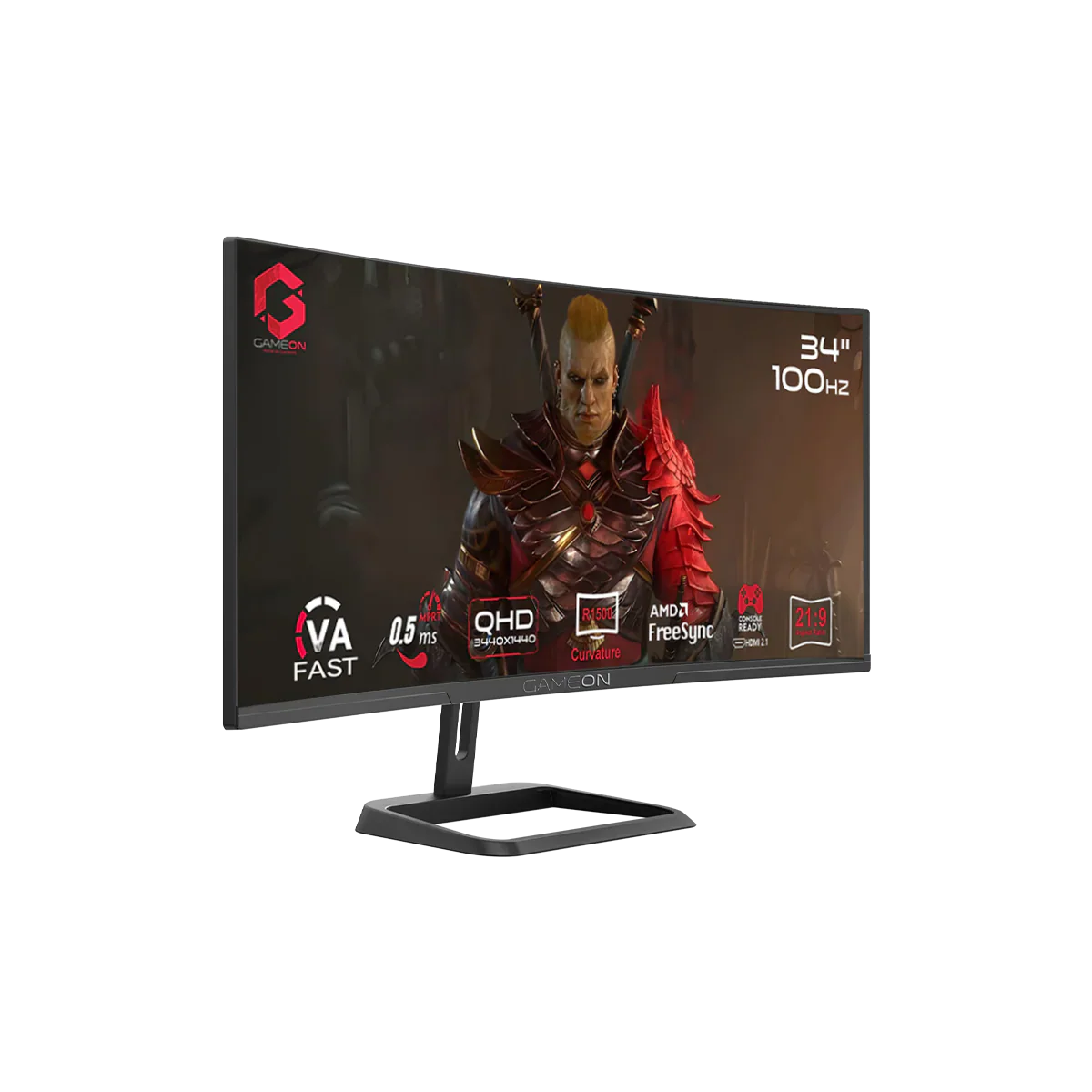 GAMEON GOC34WQHD100VA Curved Gaming Monitor, 34" VA Display, WQHD Resolution