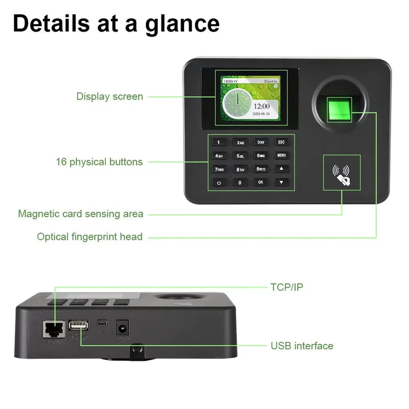 Eseye Attendance Statistics Software-Free USB Export &  Fingerprint & Password Punch Time Recording Check-in/out with Free SDK