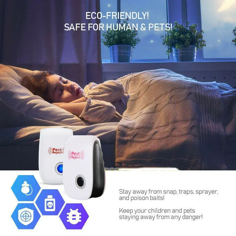 Ultrasonic Electronic Pest Repeller, 360 ° controles internos eficientes, aranhas Repeller para casa, UE, EUA Plug
