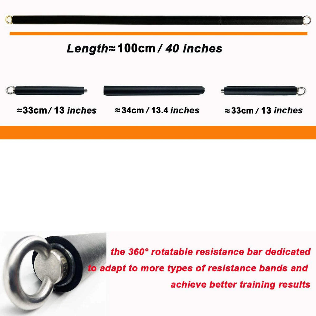 Barra de treino faixas de resistência de fitness conjunto pilates yoga puxar corda exercício treinamento expansor equipamentos ginásio para musculação em casa