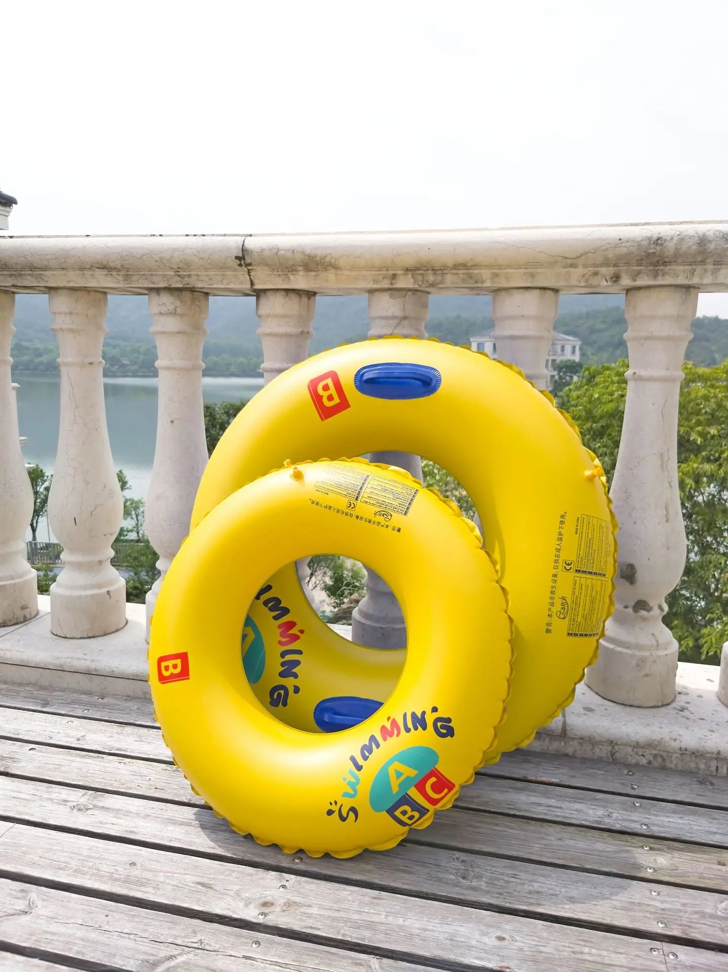 Factory Wholesale Price 60cm ABC Family Enjoy Swimming Thickened PVC Inflatable Swim Ring for Kids Swimming Waterplaying