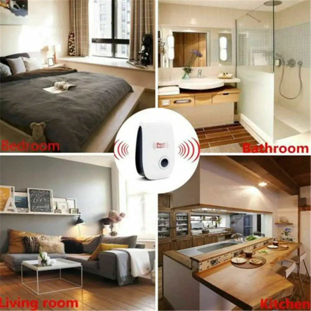 Ultrasonic Electronic Pest Repeller, 360 ° controles internos eficientes, aranhas Repeller para casa, UE, EUA Plug