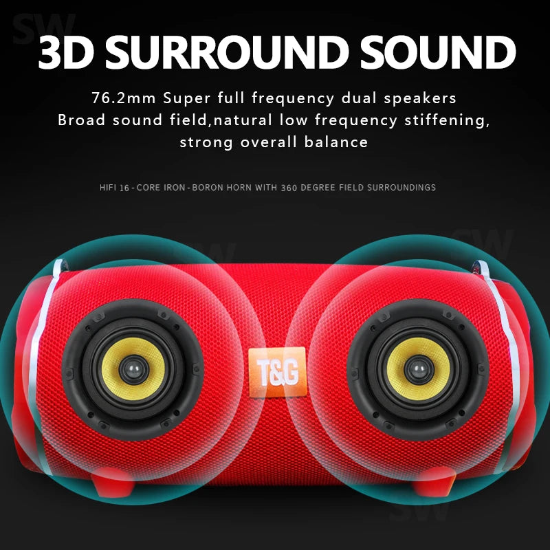 50W de alta potência caixa de som Bluetooth Speaker Outdoor IPX6 Coluna Sem Fio Impermeável Portátil super básico partido áudio 3D alto-falantes estéreo para pc Centro de Música Subwoofer FM TF cartão USB TG187