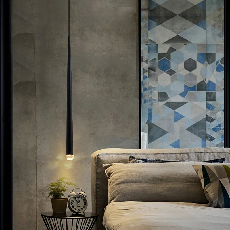 Quarto lustre de cabeceira luz luxo pós-moderno minimalista nordic net vermelho bar restaurante iluminação longa linha pequeno lustre