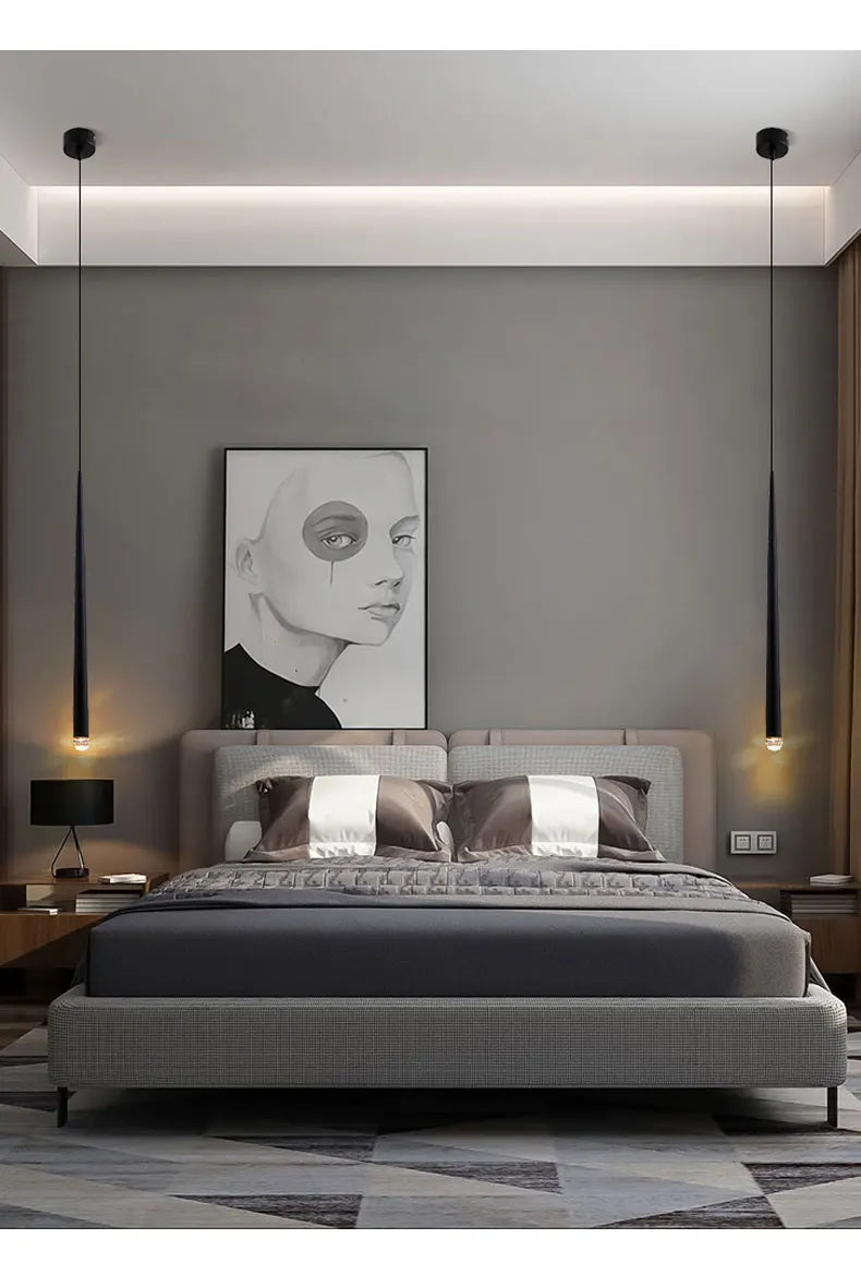 Quarto lustre de cabeceira luz luxo pós-moderno minimalista nordic net vermelho bar restaurante iluminação longa linha pequeno lustre
