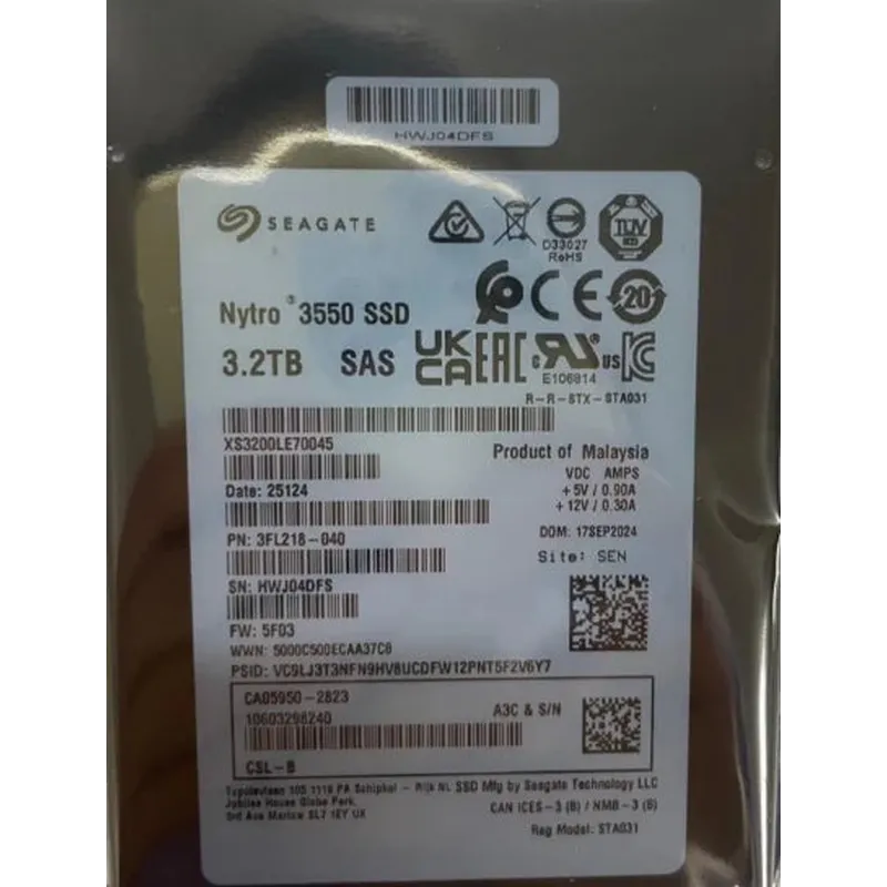 Nytro 3550 3.2T SAS 12G Solid State Drive   Capacity Interface: 3.2T SAS 3.0   Part Number: XS3200LE70045 / XS3200LE70075