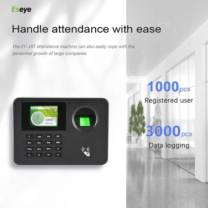 Eseye Attendance Statistics Software-Free USB Export &  Fingerprint & Password Punch Time Recording Check-in/out with Free SDK