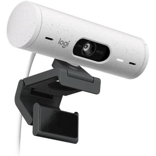 Logitech Brio 500 Full HD 1080p Webcam, Auto Light Correction, Show Mode, Dual Noise Reduction Mics, Webcam Privacy Cover, Works with MS Teams, Google Meet, Zoom, USB-C Cable, Off-White