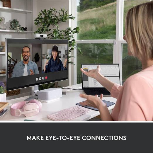 Logitech Brio 500 Full HD 1080p Webcam, Auto Light Correction, Show Mode, Dual Noise Reduction Mics, Webcam Privacy Cover, Works with MS Teams, Google Meet, Zoom, USB-C Cable, Off-White