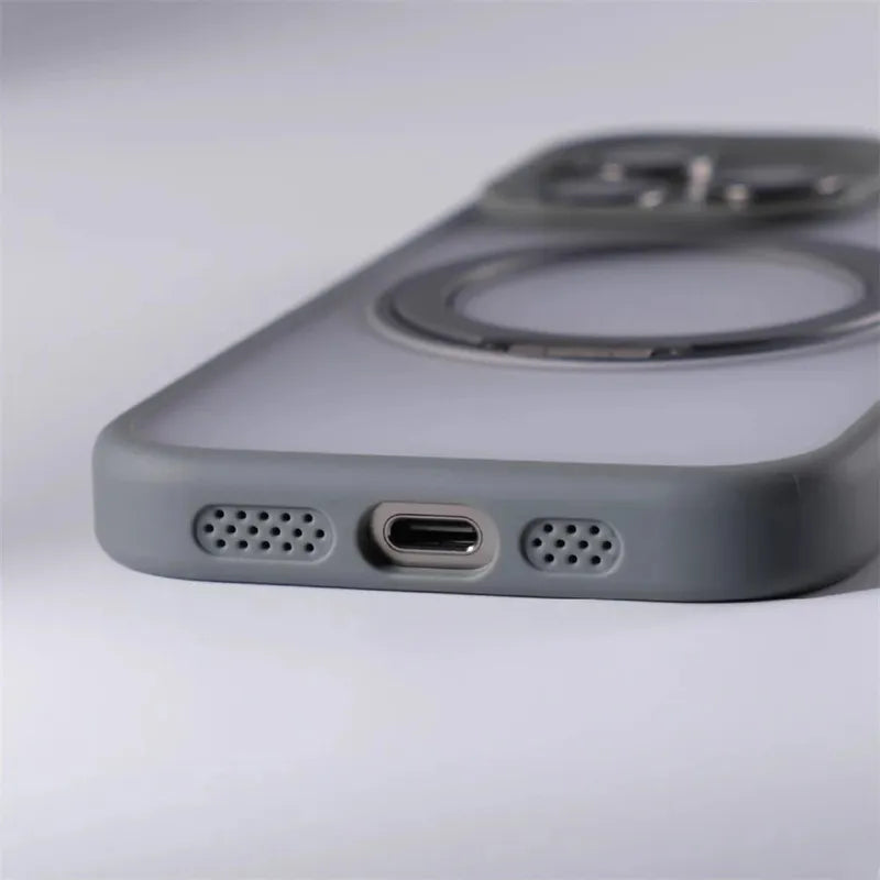 360° Rotation Metal Ring Holder Magnetic Bumper Case for iPhone 16 Pro Max 15 14 13 For Magsafe Wireless Charge Shockproof Cover