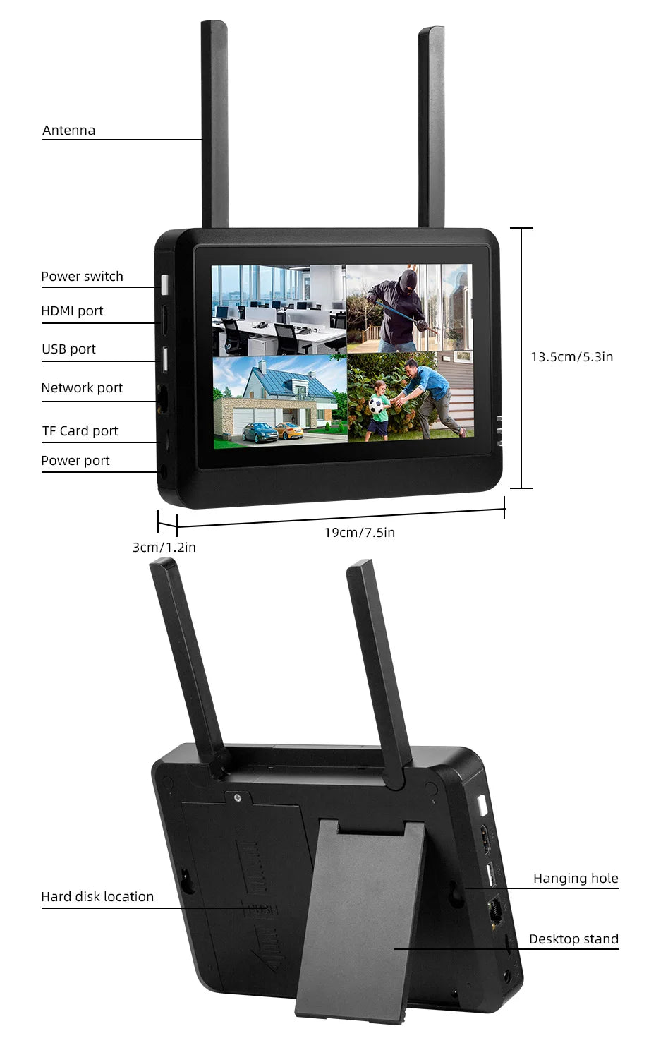 Kerui sem fio 6mp lente dupla wifi câmera ip 8ch nvr tela lcd de 7 polegadas gravador de vídeo sistema de câmera de segurança em casa vigilância