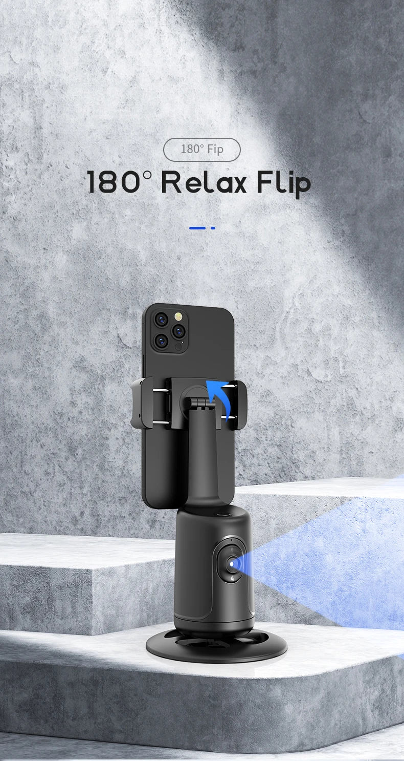 AI Smart Gimbal, 360 °, Auto Face Tracking, Rotação Tudo-em-um, Suporte do Telefone para Smartphone, Vídeo, Vlog, Estabilizador ao Vivo, Tripé