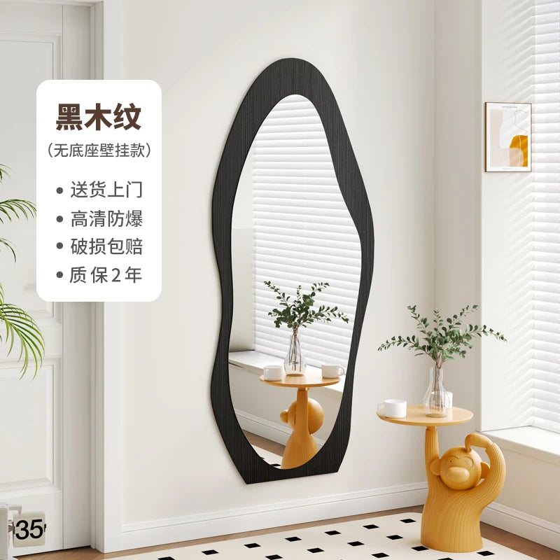 Espelho ondulado minimalista, tamanho grande, irregular, meninas, corpo inteiro, maquiagem, assimétrico, dobras, decorações de quarto