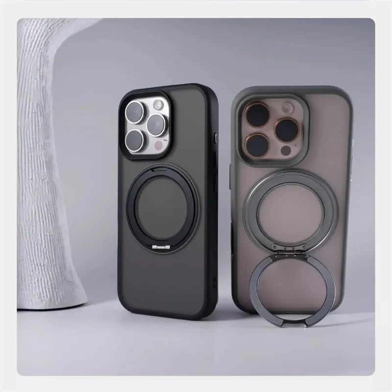 360° Rotation Metal Ring Holder Magnetic Bumper Case for iPhone 16 Pro Max 15 14 13 For Magsafe Wireless Charge Shockproof Cover