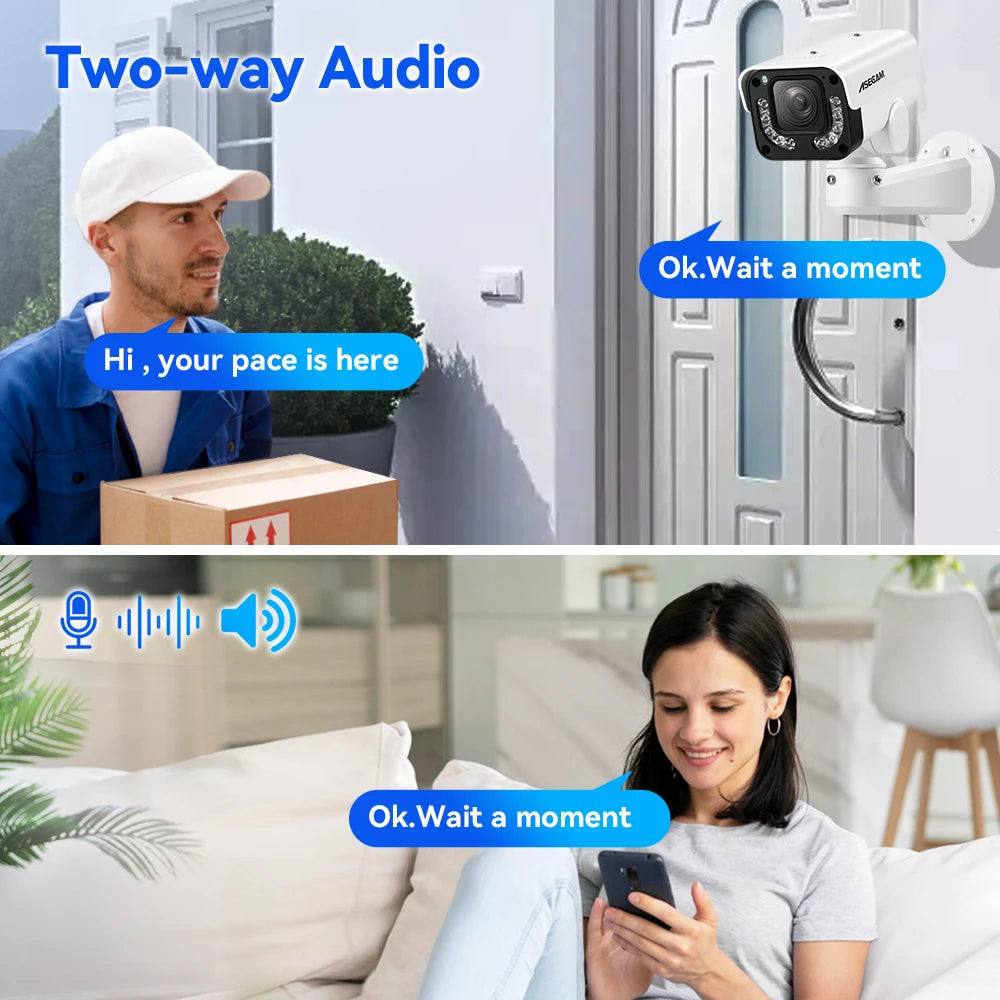ASECAM 4K 8MP Camera de Segurança PTZ 30x Zoom óptico AI Detecção de Veículos WDR Externa Câmera Vigilância IMX415 Hikvision Compatível