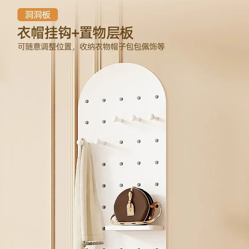 Retro espelho de corpo inteiro espelho de comprimento total cabide de chão multifuncional tridimensional rotativo integrado