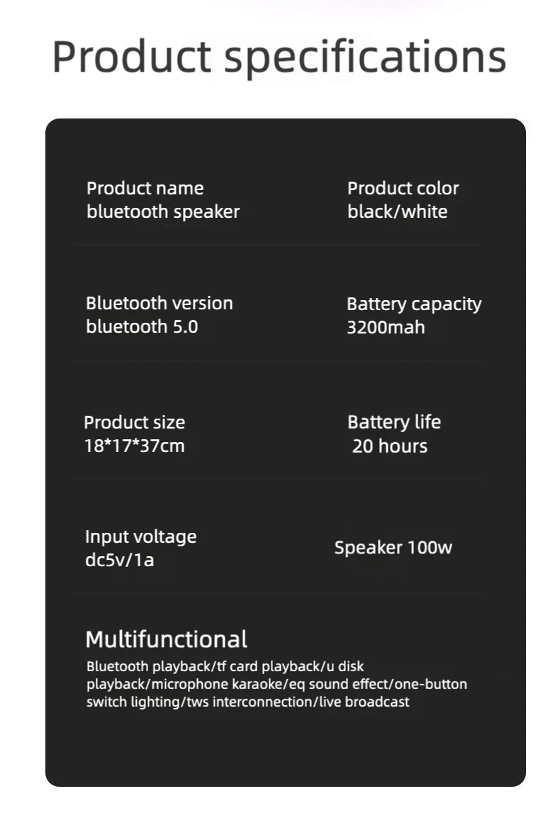 Máquina de karaokê portátil, alto-falante Bluetooth para festa com 2 microfones de karaokê, modos de luz RGB, 5 efeitos vocais, USB/AUX/TF